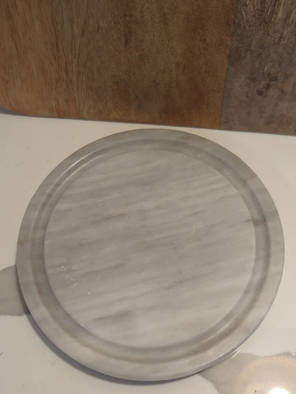 Dutch Garden Grey Marble & Glass Cloche Cheese Dome Keeper Tray Platter Server